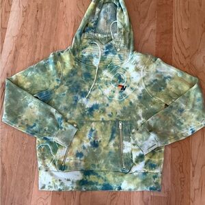 Aviator Nation Green and Blue Tie-Dye Hoodie size Medium